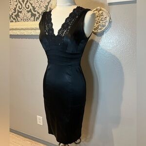 Black satin and lace dress by Jax